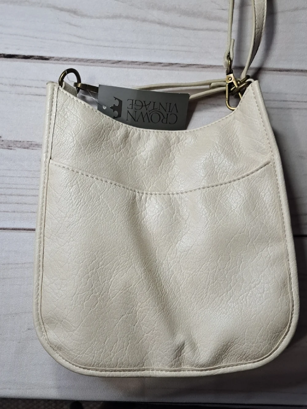 Crown Vintage Cream Crossbody Bag